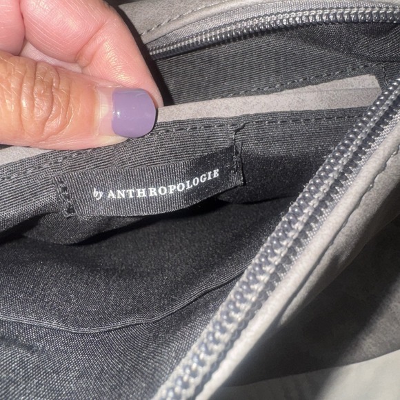 Anthropologie Slouchy Suede Like Gray Tote With Matching Anthropologie Pouch - Picture 6 of 12